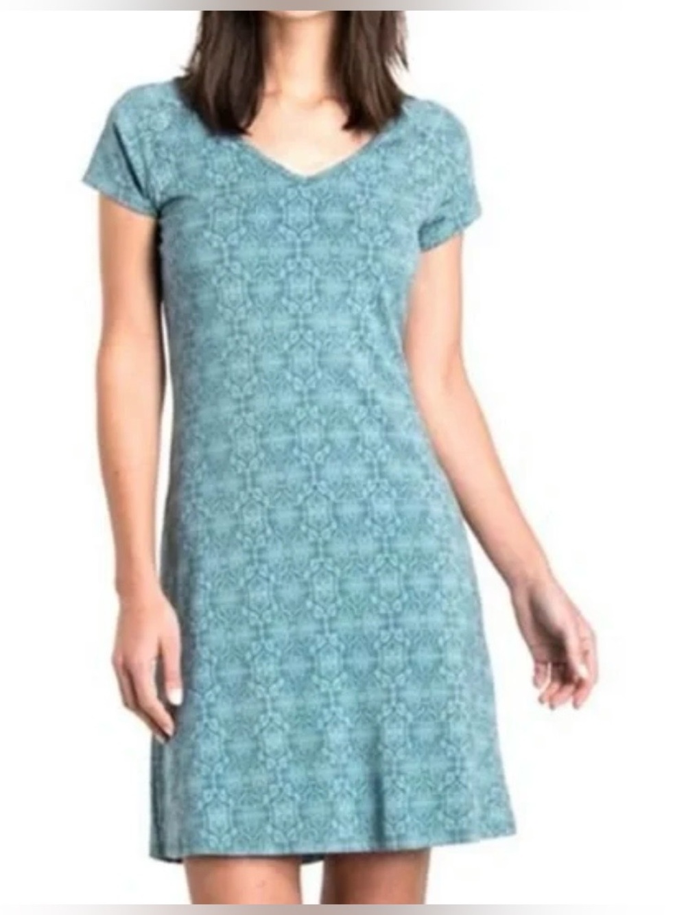 KUHL Oriana Cool Plus Jersey Dress, V-Neck, Short Sleeve, size M